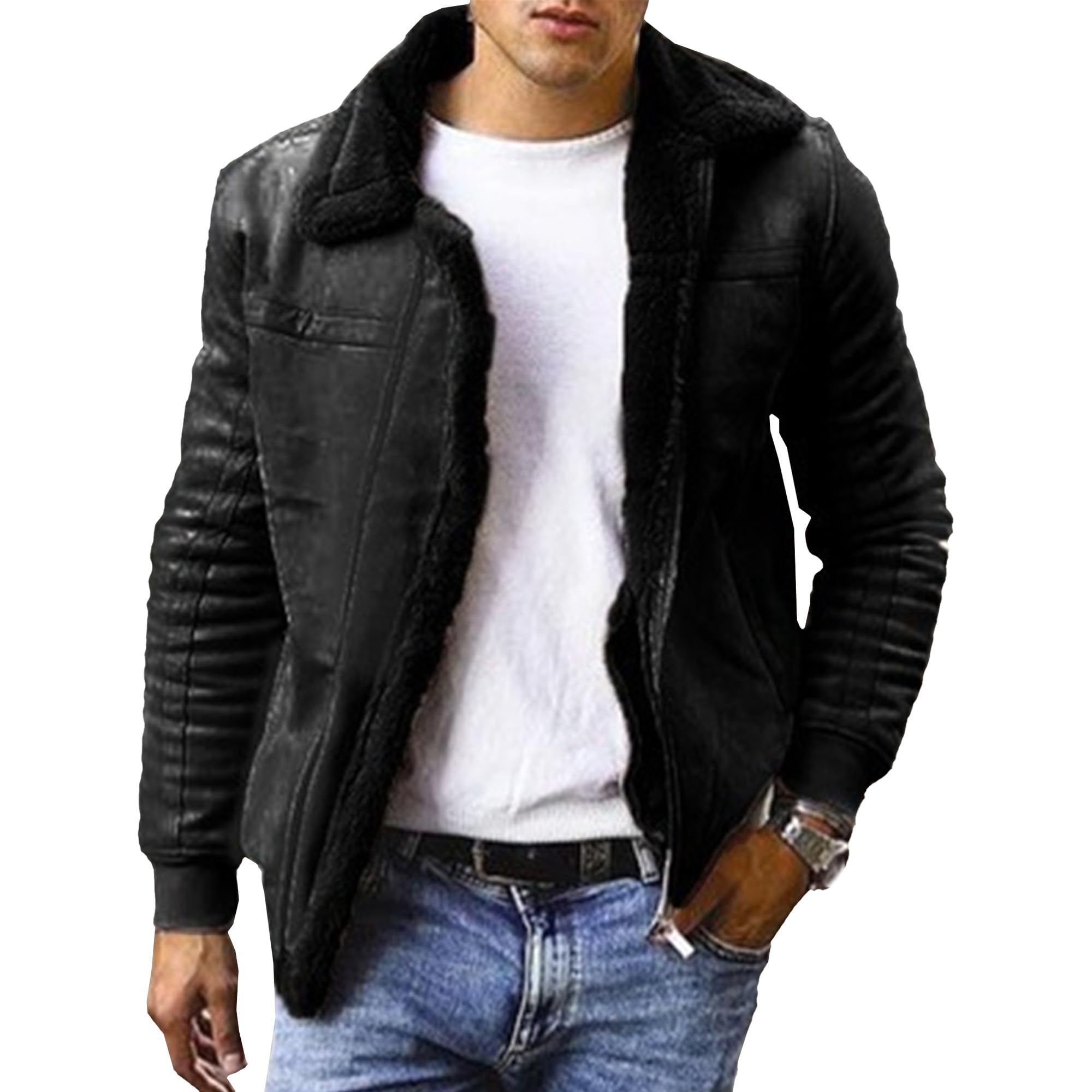 Manteau homme similicuir épais pour vos sorties urbaines en hiver