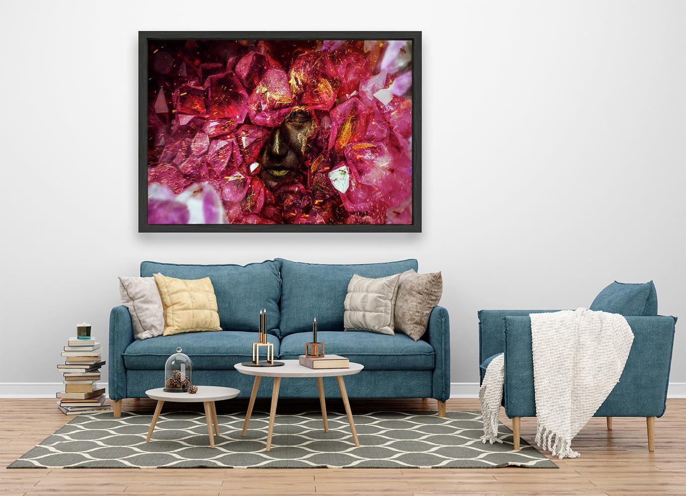 VERRE ART Printed Framed Canvas Painting for Home Decor Office Wall Studio Wall Living Room Decoration (60x45inch Black Floater) - Crystallize Print