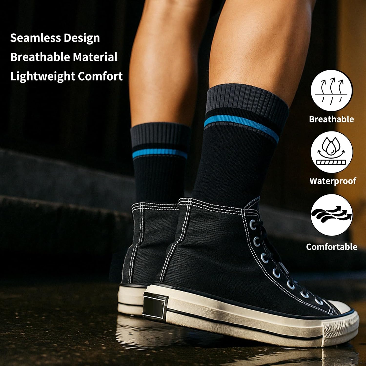 Waterproof Socks for Hiking and Skiing - Thermal Moisture Wicking Wading Socks for Men and Women - Image 2