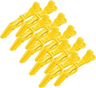 GRIMSON Pastel Alligator Hair Clips 10 Pack - Professional Styling Clips for Women, Non-Slip Design, Wide Teeth & Double-Hinged, Salon Quality Hair Clips for All Hair Types (Yellow)