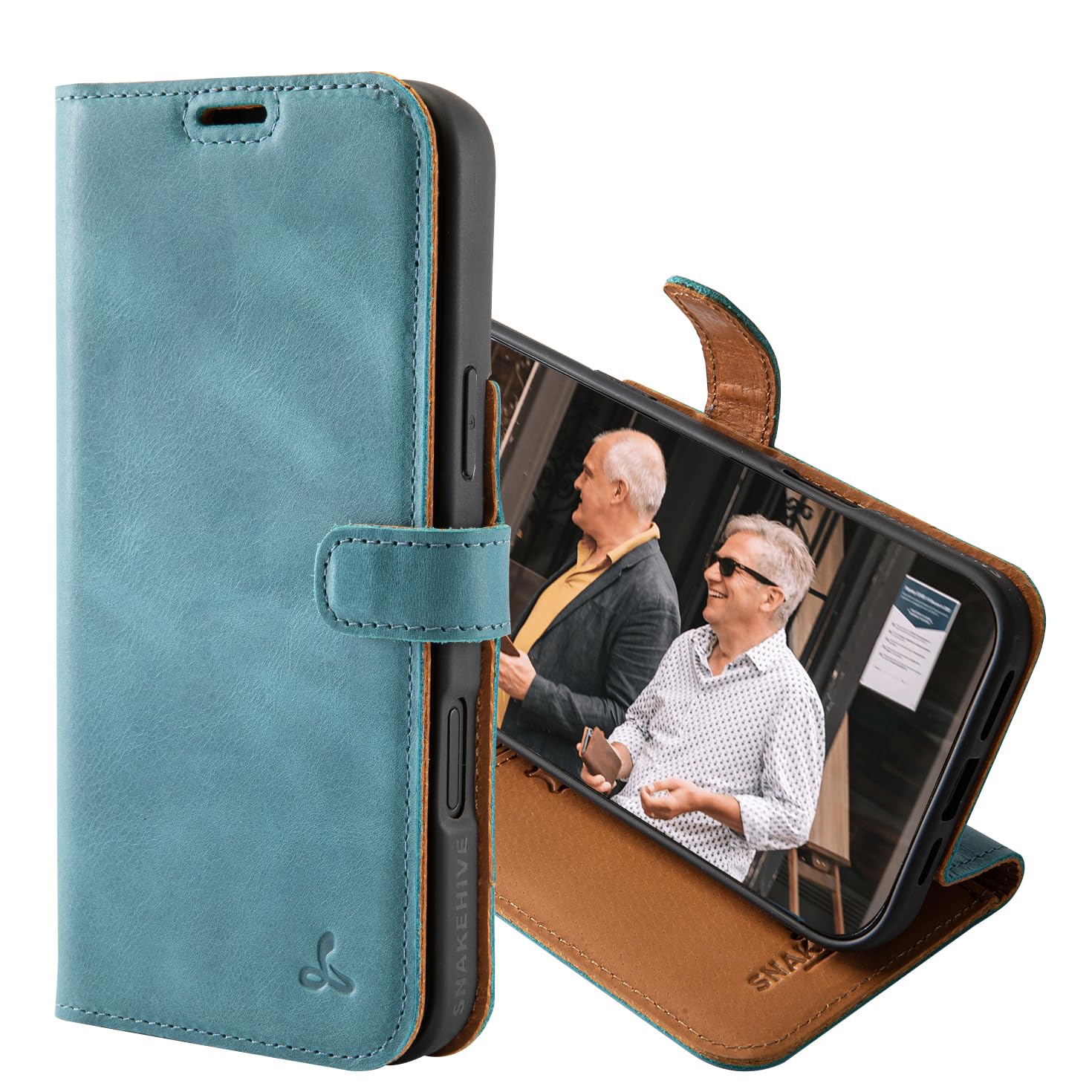 Snakehive Leather Wallet for iPhone 16 Pro Max, Real Leather Wallet Phone Case