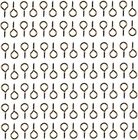 Vista 1 de 100 ganchos pequeños de ojo de tornillo para manualidades de bricolaje, 0.236 x 0.512 in (bronce antiguo)