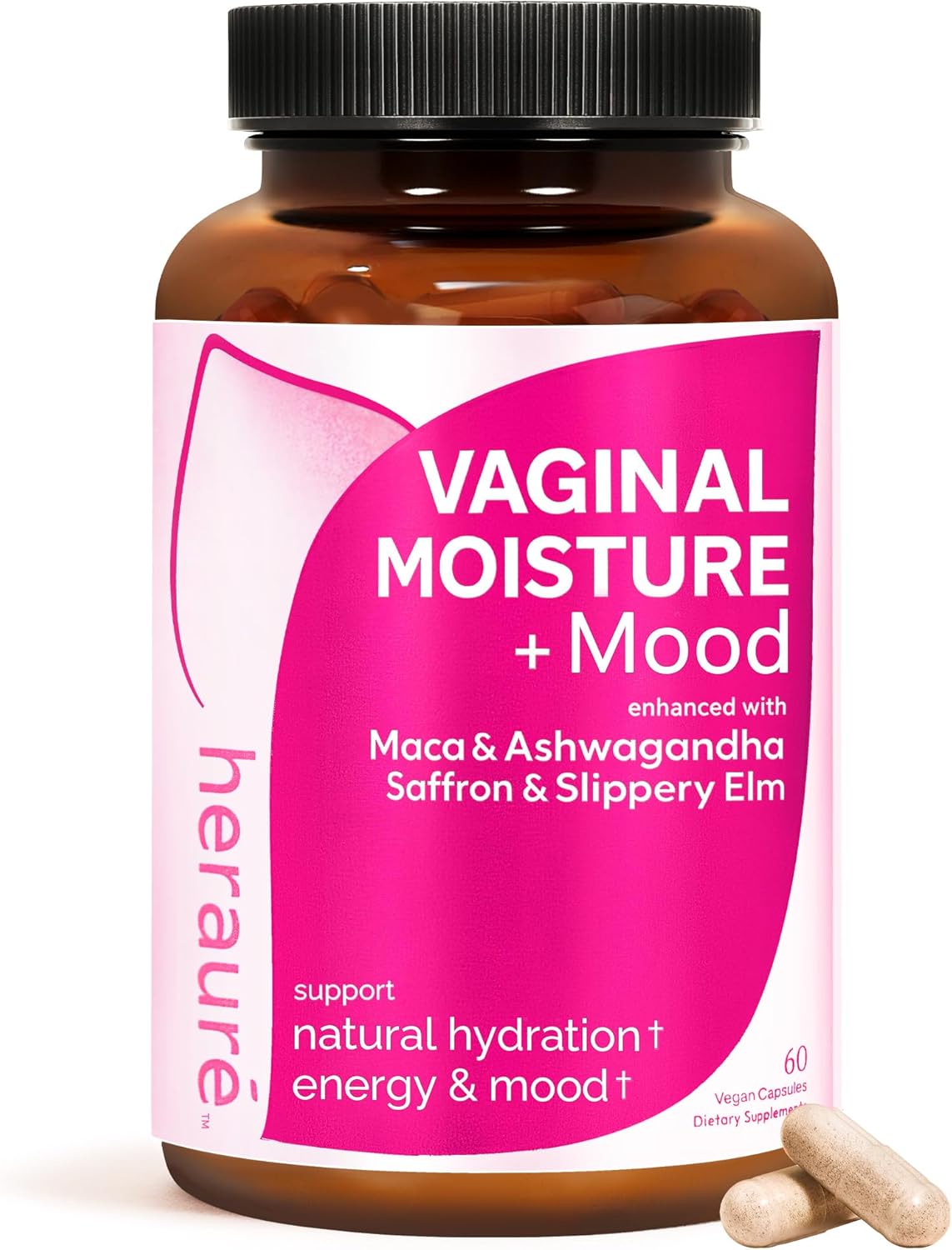 Vaginal Moisture & Libido Booster for Women - Stress Relief, Hormone Balance, Desire & Mood - Ashwagandha, Sea Moss, Maca Root, Saffron, Slippery Elm, Ginseng, Shatavari, Damiana, 60CT