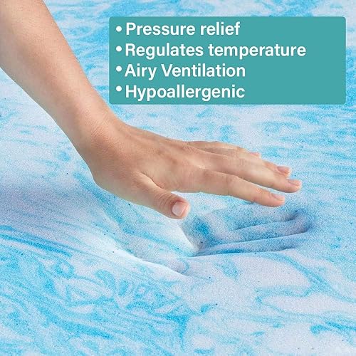 Miniatura 4 de Foamma Cojín de espuma viscoelástica con gel de enfriamiento de 1 x 36 x 72 pulgadas, protector de colchón de cama, reemplazo de asiento, acolchado,