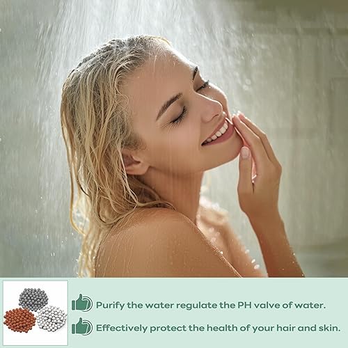 Miniatura 5 de Filtro de cuentas de piedra de repuesto para cabezal de ducha, 6 paquetes de cuentas minerales aniónicas, bolas de piedra universales para el hogar