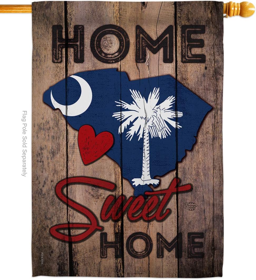 State South Carolina Home Sweet House Flag Americana States USA American Territories Republic Country Particular Area Small Decorative Gift Yard Banner Made In 28 X 40