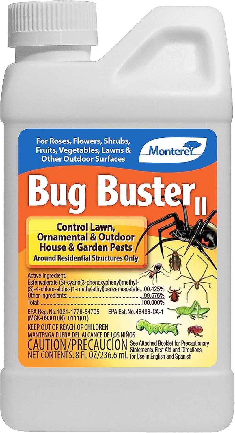 Monterey Bug Buster II - Synthetic Insecticide - 8 Ounce Concentrate - Apply Using a Sprayer Following Mix Instructions