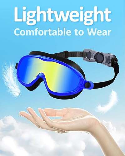 Miniatura 2 de Gafas de natación para niños, antivaho, protección UV y amplia visión con gorro de natación para niños de 3 a 15 años