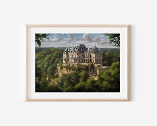 French Chateau French Oil Painting Original Oil Painting Landscape Wall Art Print Wall Chateau Original Landscape Decor Poster,87
