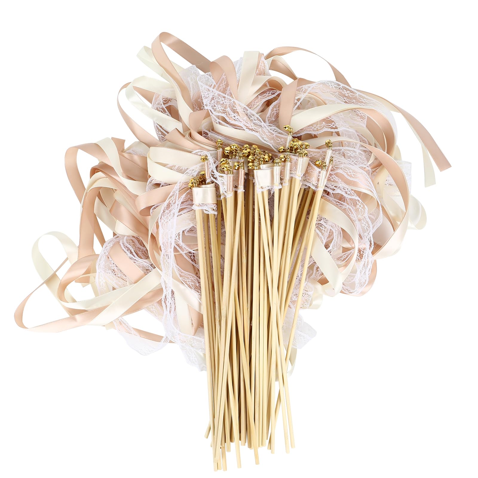 Baguettes en dentelle pour mariage et baby shower chic, décoration de fête ton champagne x50