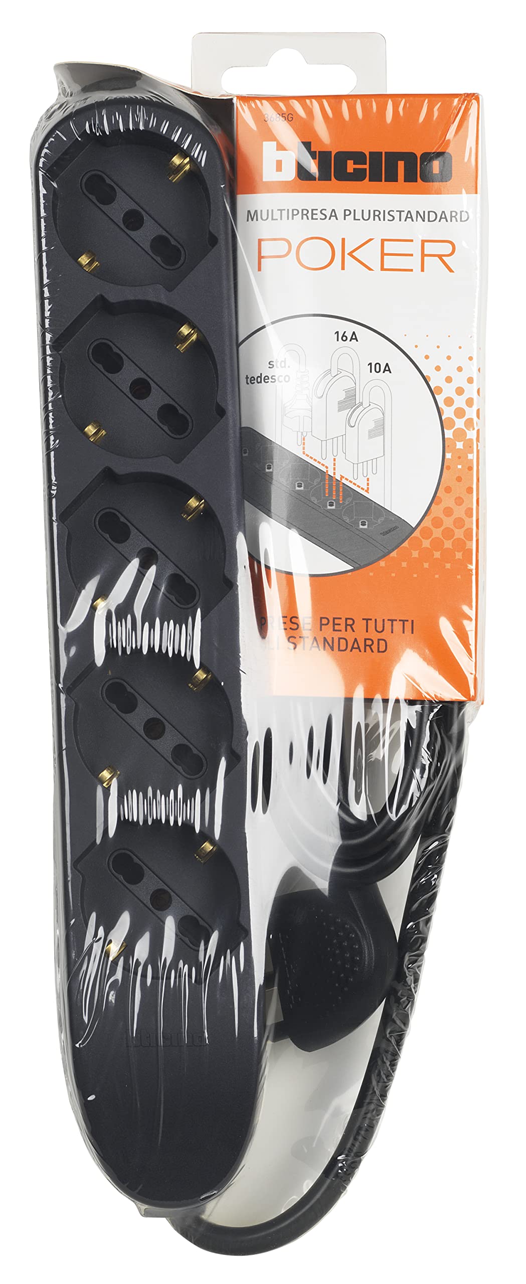 Ciabatta Multipresa BTICINO Poker 6 Posti - Con 2 USB E 4 Prese Schuko, Cavo 1.5m Bianco - Foto 5