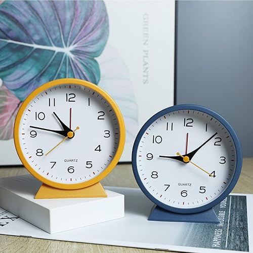 Miniatura 7 de SHISEDECO Reloj despertador analógico retro antiguo de 4.5 pulgadas, funciona con pilas, pequeño reloj de noche silencioso con función de luz,