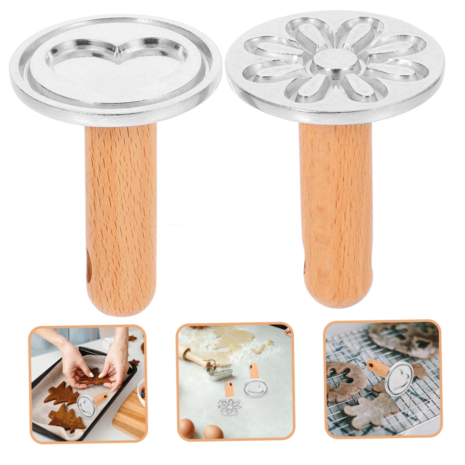 Amosfun 10 Piezas molde de galletas molde galletas molde de corazón molde para galletas de diseño molde para galletas y pasteles biscotes bizcocho de galletas molde dulce de madera