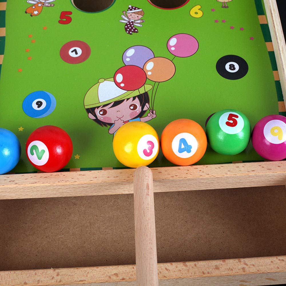 JOKFEICE Piscine pour Enfants Jeux familiaux avec 1 queues de Billard 6 Boules Parent-Enfant Petits Billards interactifs Jeux de société et de Voyage Table de Billard pour bébé