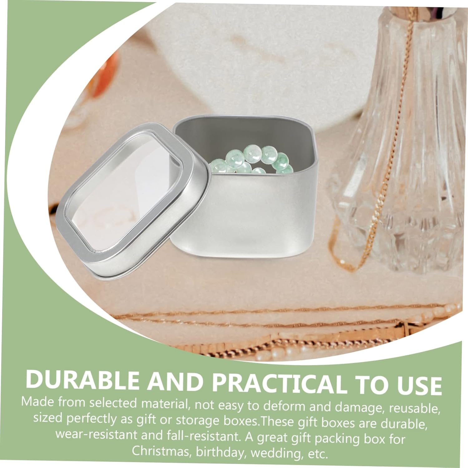 Veemoon 15Pcs Square Metal Tins with Clear Window Lids for Candle Making and DIY Storage Premium Tinplate Containers for Ointments Creams and Balm Crafts