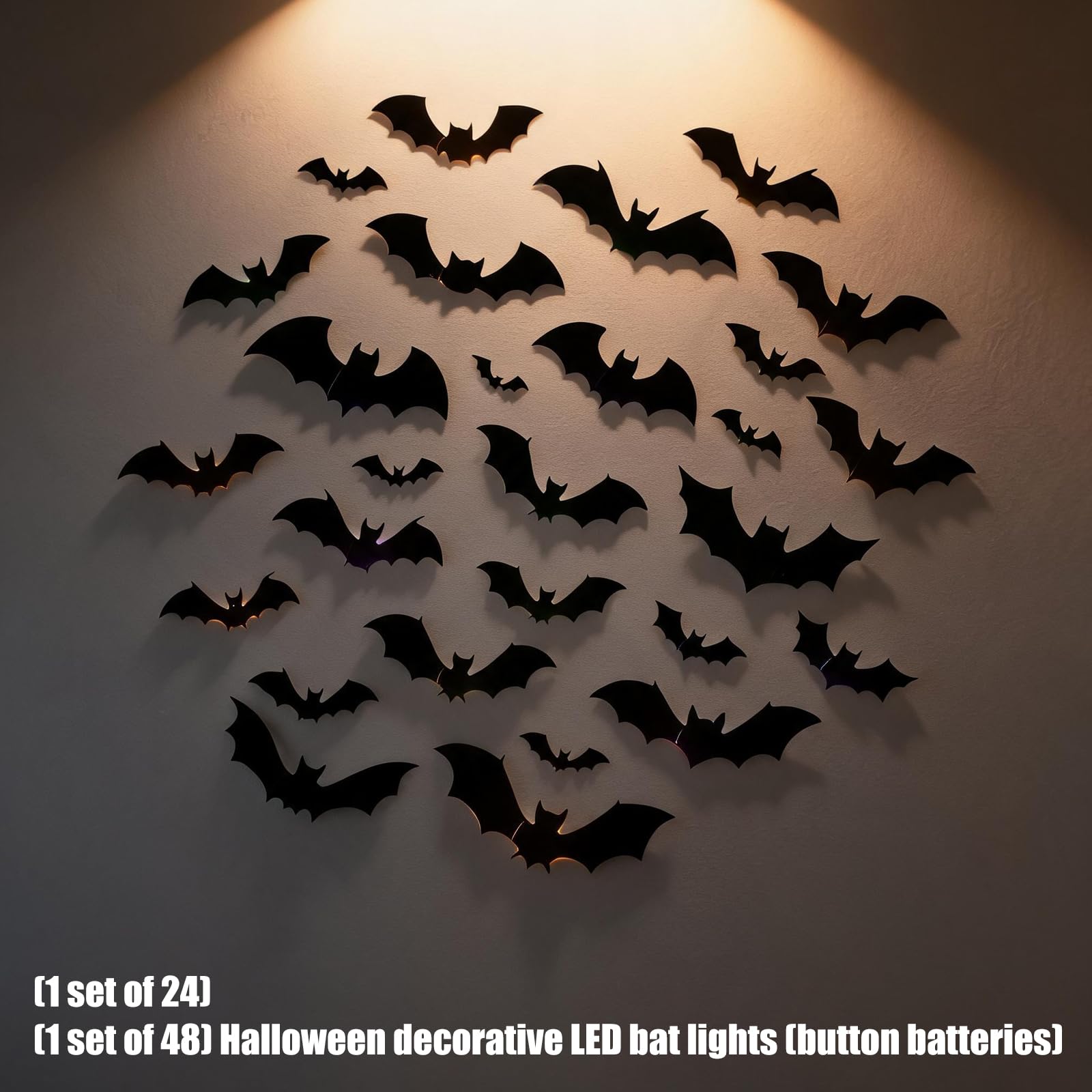 Decoración de murciélago de Halloween iluminada, A
