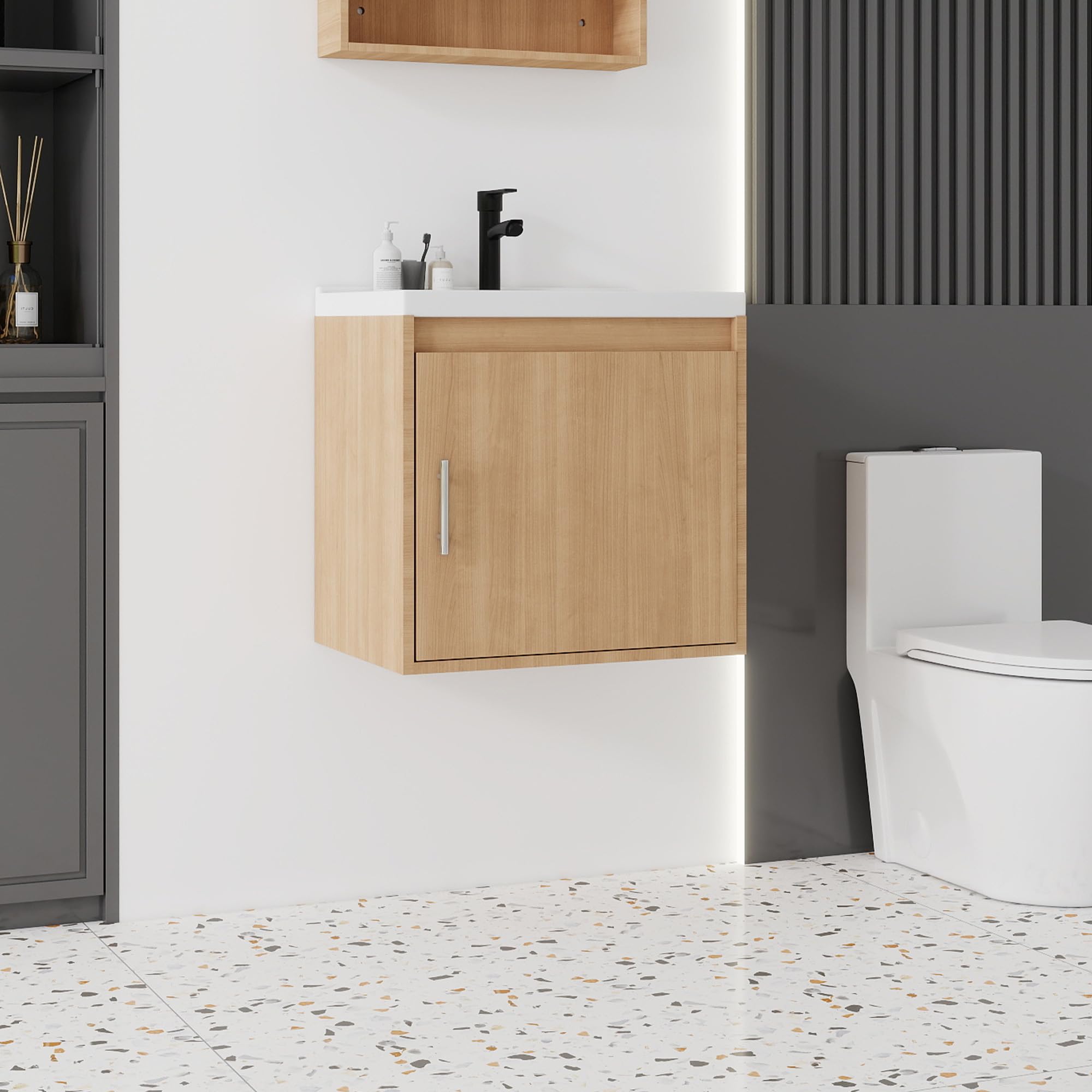 Tocador de baño de 20 pulgadas con lavabo integrado Yishang YS-K1-BG-5036-BZ color rosa