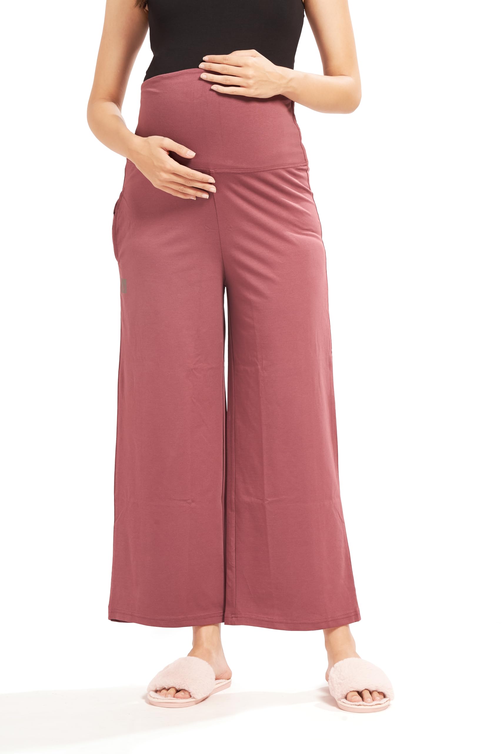 AV2 Women High Rise Cotton Lycra Stretchable Relaxed Fit Maternity Pants | Maternity Yoga Pants | Maternity Trousers -5556