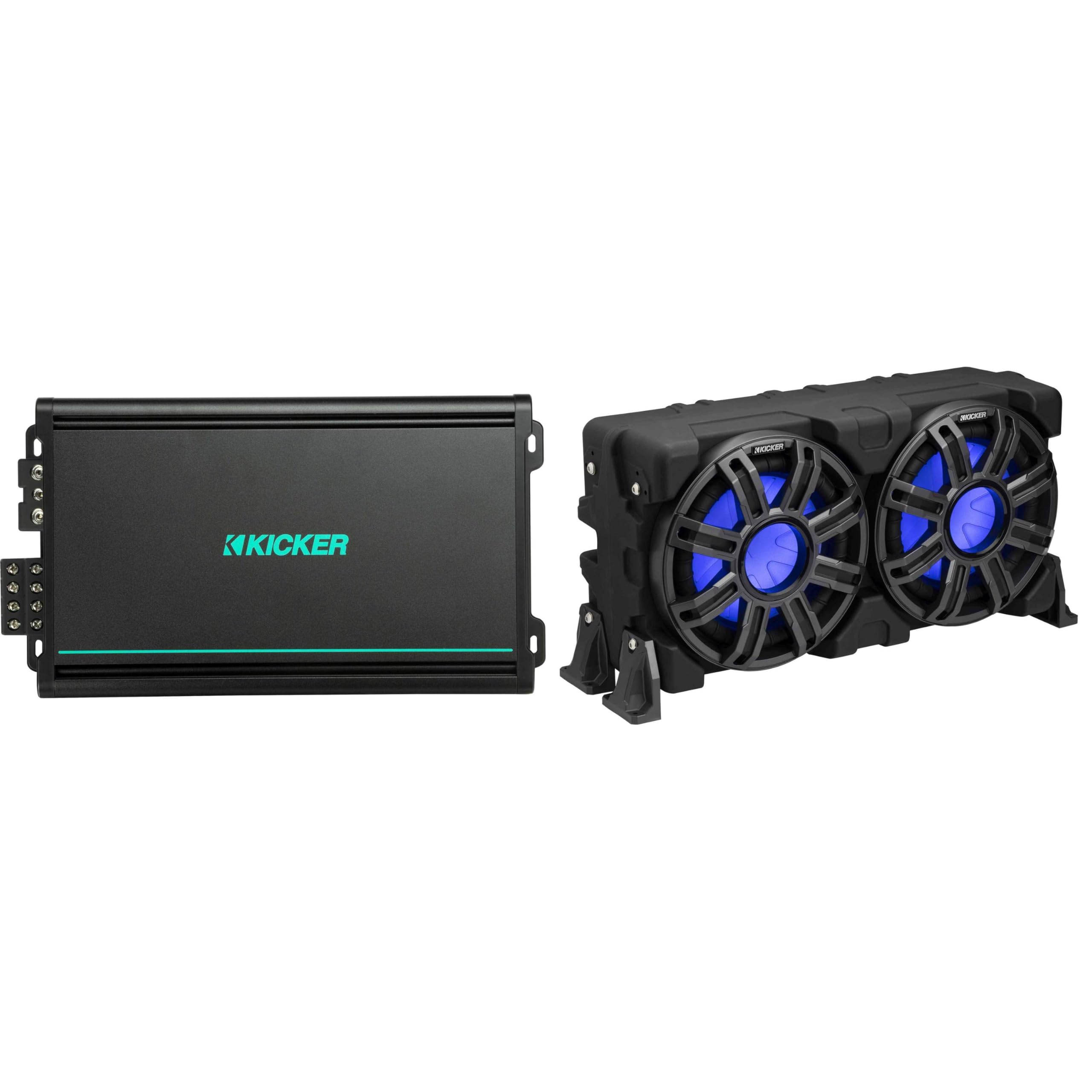 Kicker 51MWLE104 - MWE 10-Inch Loaded Premium Marine Sub Encl w/Passive Radiator 4ohm & 48KMA6004 Marine Amp Bundle