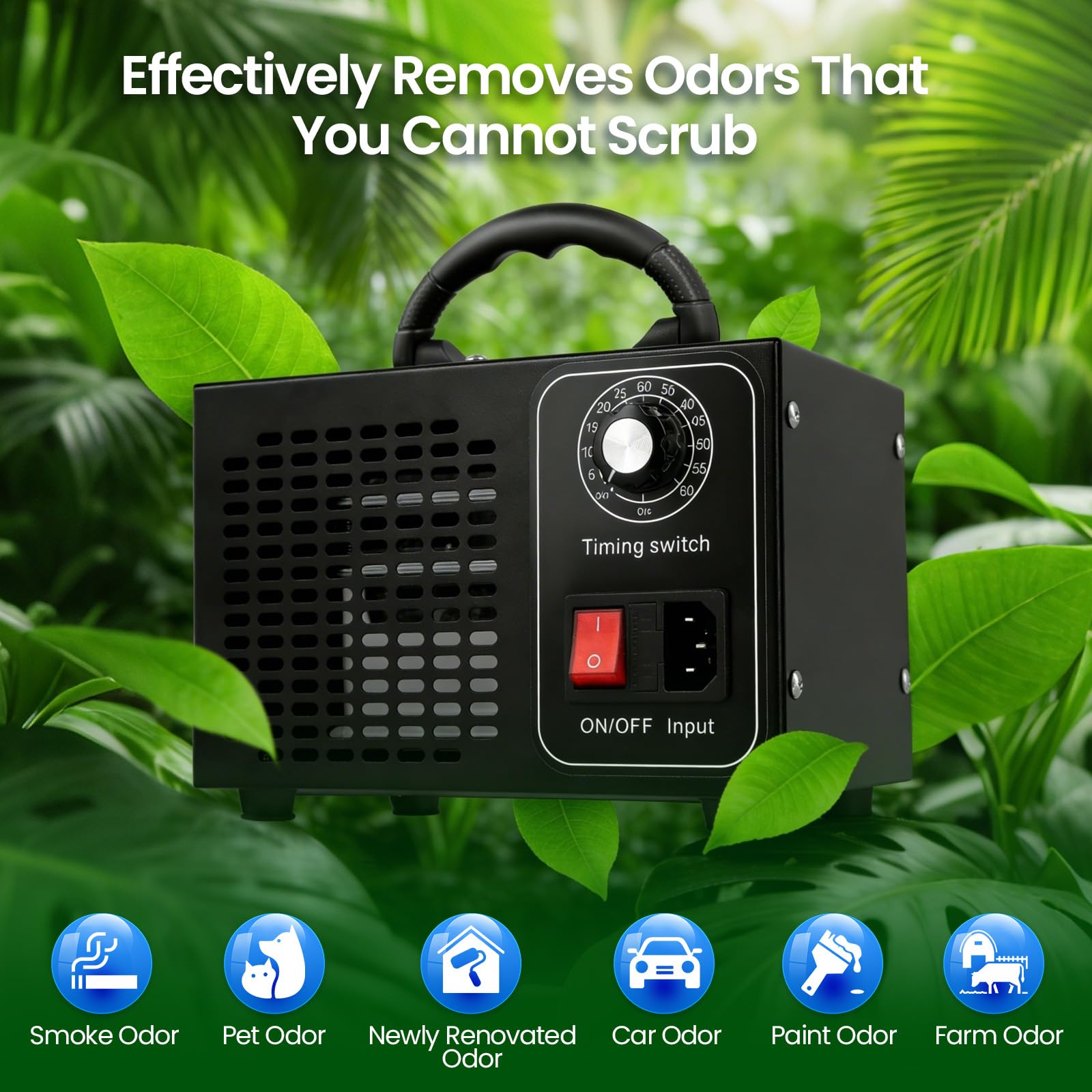 Generatore Di Ozono 60000 Mg/Ora,Ozonizzatore Con 60 Min Timer,Macchina Ozono Alta O3,Purificatore D'Aria Deodorante Per Auto,Appartamento,Ufficio,Garage