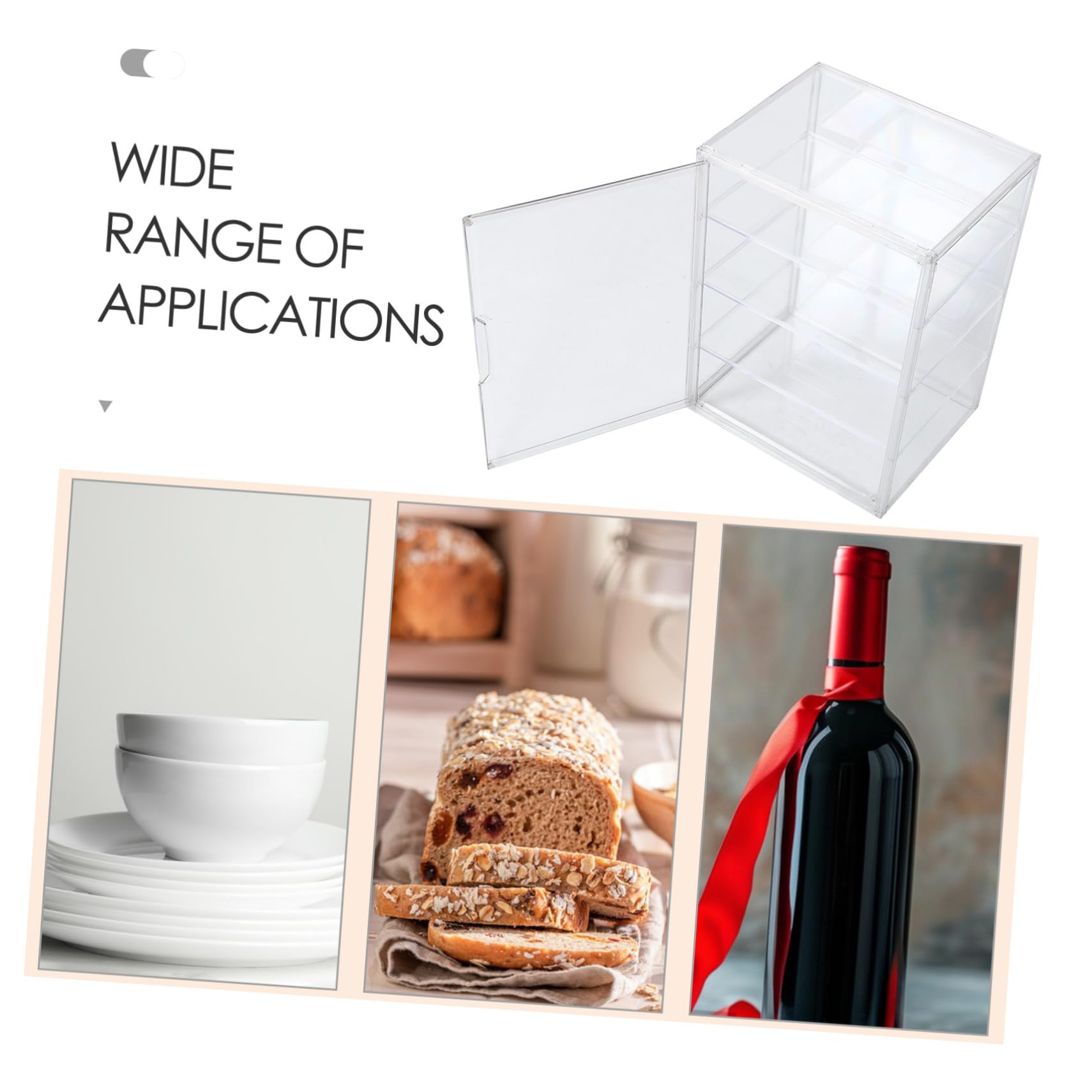 Vitrina Expositora De Pan Grande 36x27x22 Cm Con 4 Capas Ajustables Acrílica, Puerta Magnética Para Guardar y Exhibir Panadería Encimera De Cocina