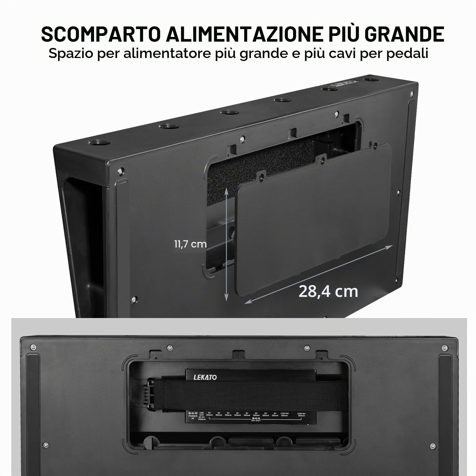 LEKATO Pedalboard per chitarra con borsa, ampio spazio per effetti multipli, scheda effetti per chitarra 50 x 25 x 6 cm, design durevole e portatile per musicisti