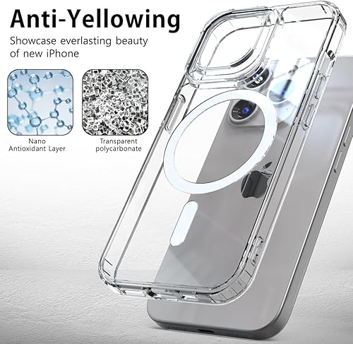Miniatura 4 de Funda para iPhone 15 Plus, transparente, híbrida, a prueba de golpes, resistente compatible con accesorios Magsafe, funda todo en uno, protector de