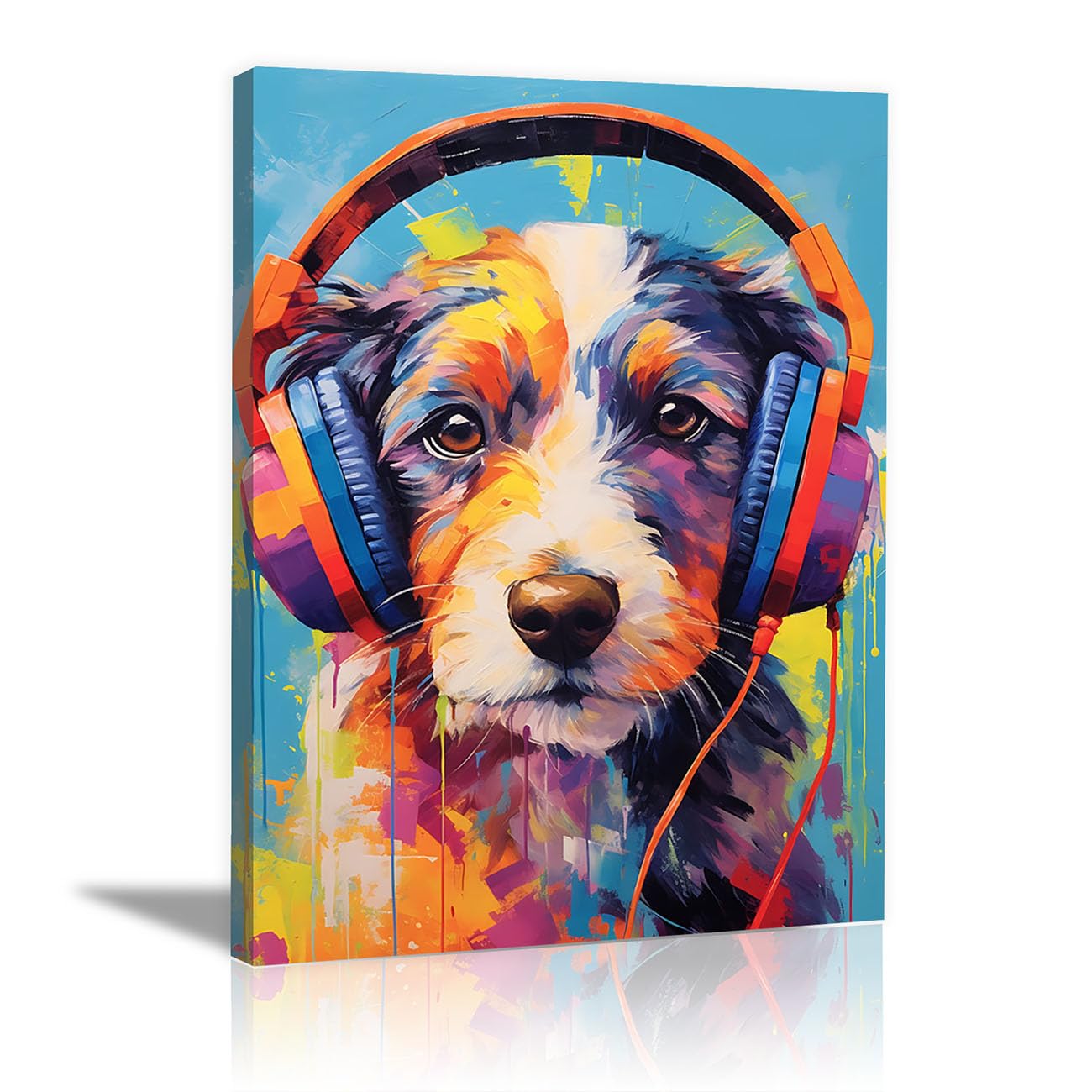 WIKEO Animales Carteles Infantiles Decoración Música de Animales Grafitis Dormitorio Cuadro PóSters Decoraciones- Salon De Pared ImpresióN Sobre Lienzo（Naranja-70x100cm Enmarcado