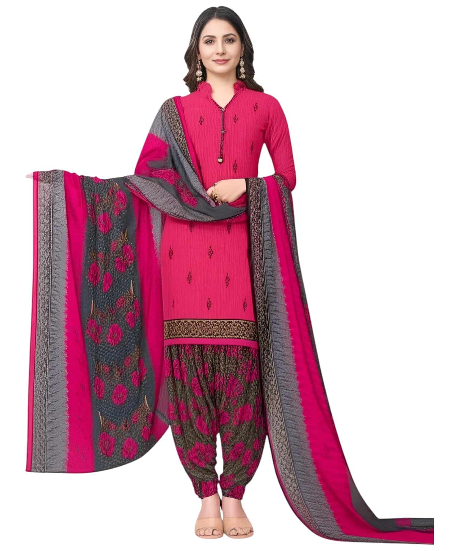 yashika Women's Unstiched Crepe Dress Materials | Crepe Salwar Suit for Women with Dupatta | Suit Material for Woman unstitched-picture-5
