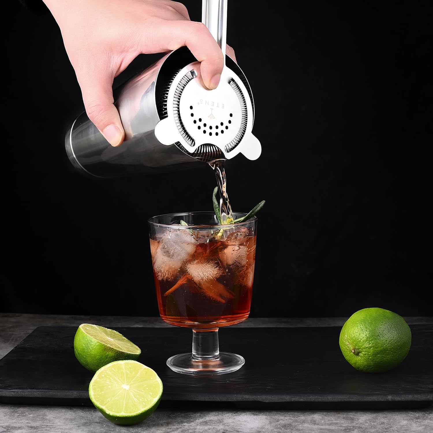 Professional Cocktail Shaker - Weighted Boston Shaker Set with Hawthorne Strainer & Japanese Jigger for Drinks - Stainless Steel Bartender Kit for Mixology
