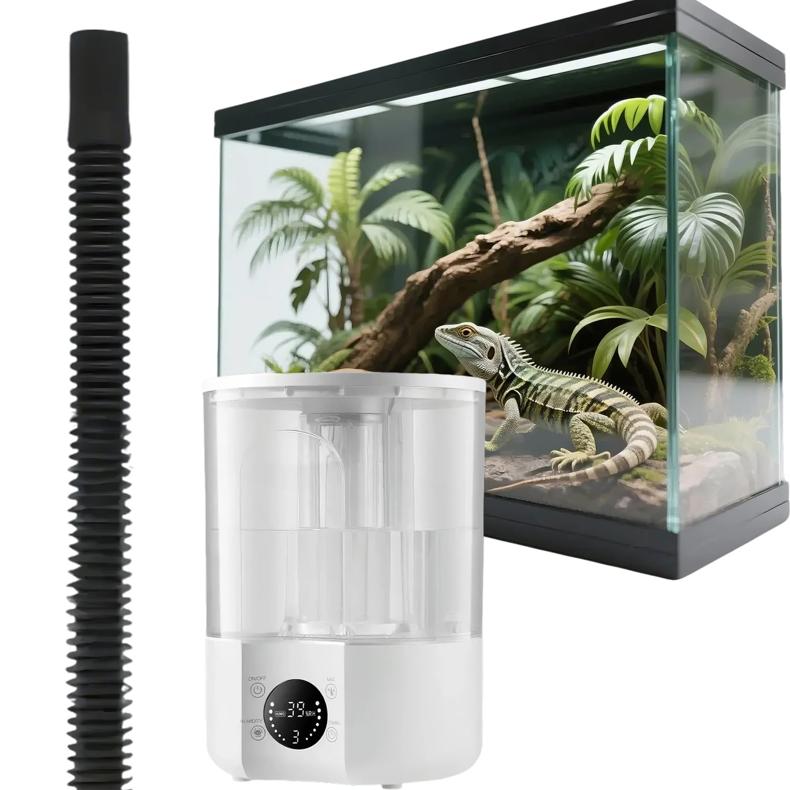 Humidificador Nebulizador Antifugas para Reptiles, con Manguera, para Terrario de 4L con Llenado Superior(Single Tube)