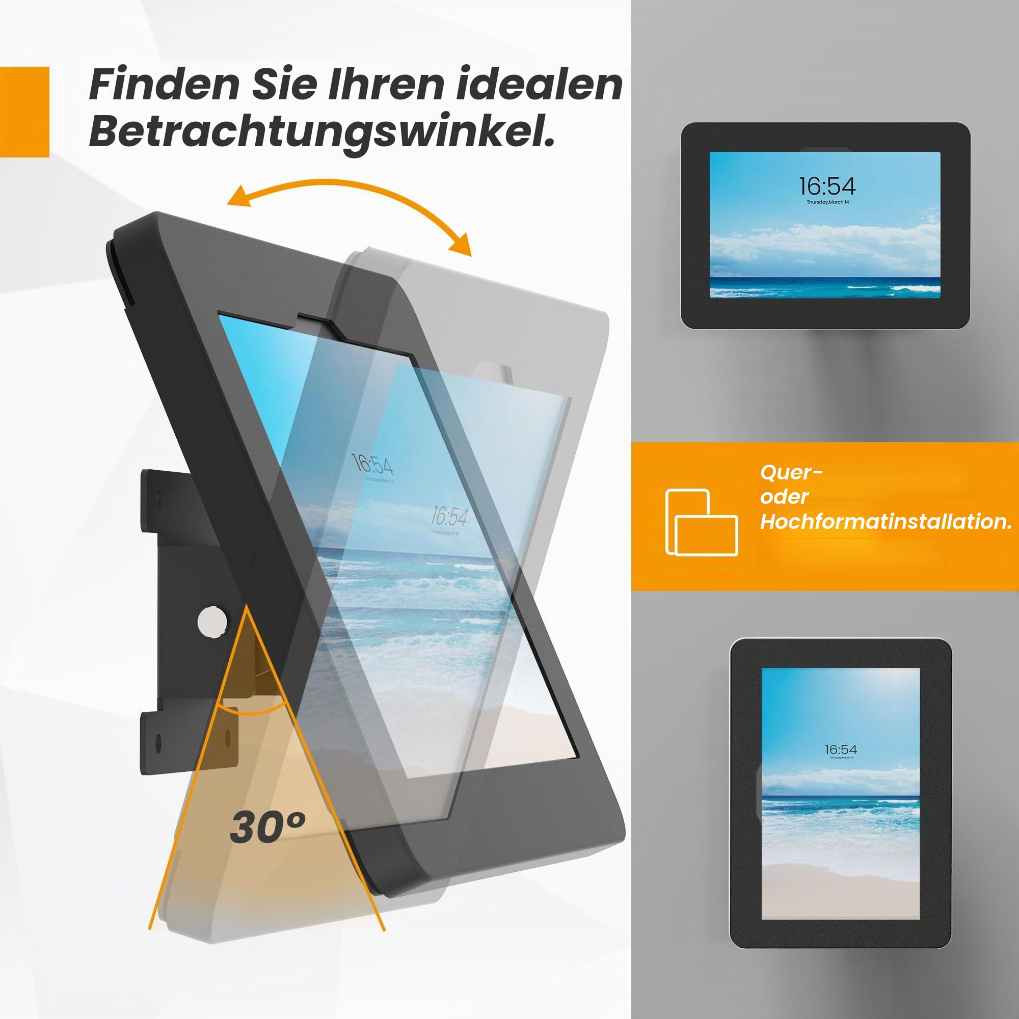 Tablet-Wandhalterung, kompatibel mit Samsung Galaxy TabA11+, Tab A9+, diebstahlsicher mit Schloss, komplett aus Metall, neigbar – BSW101BJ