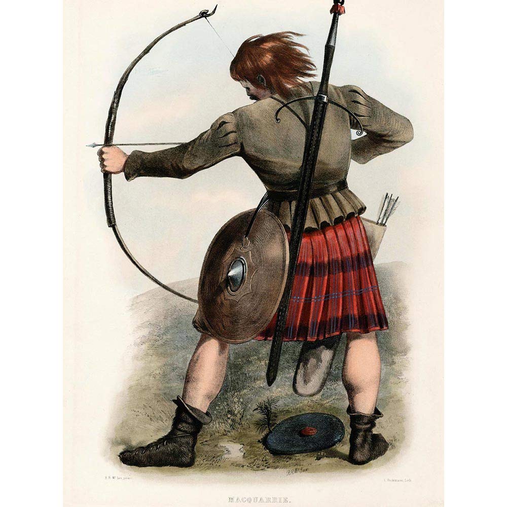 Wee Blue Coo Painting Portrait Highland Clan Scotland Tartan Macquarrie Art Print Poster Wall Decor 12X16 Inch