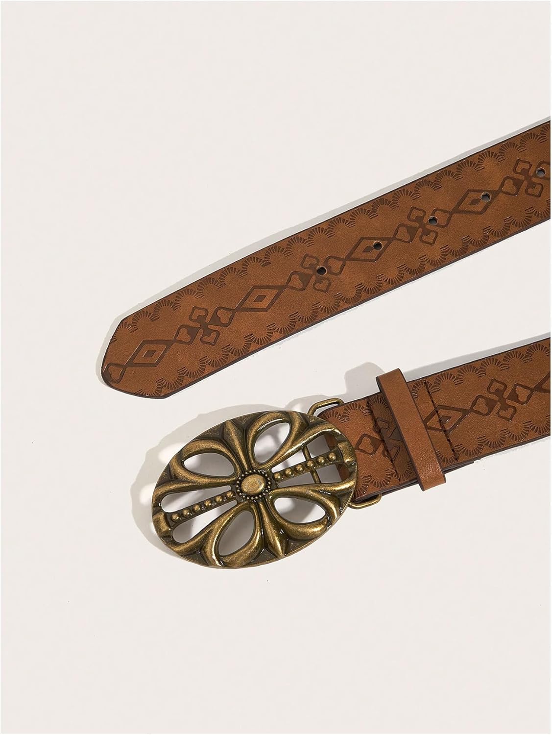 Women's Retro Vintage Metal Buckle Belt Faux Leather Western Cowgirl Waist Belts - Image 4