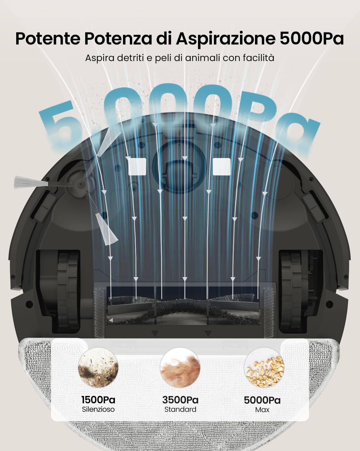 Vexilar W11 Robot Aspirapolvere Lavapavimenti con Mappatura,LiDAR Rilevamento Ostacoli, Aspirapolvere Robot lavapavimenti Autopulente con Stazione,Svuotamento Automatico,Navigazione Laser