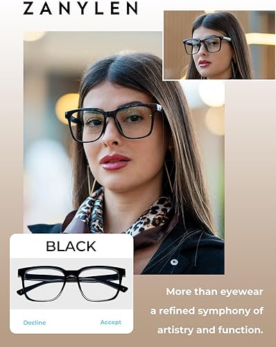 Miniatura 4 de Gafas de luz azul de gran tamaño para mujereshombres, computadora, juegos, teléfono, bloqueador azul, antirreflejo, cuadrado, negrotransparente, TR90