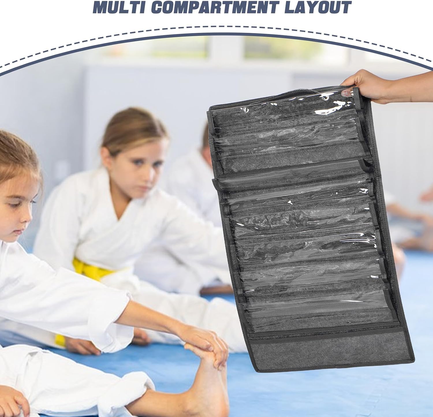 Martial Arts Belt Display Rack Felt Wall Hanging Organizer Kickboxing Taekwondo Belt Storage Bag Dustproof Medal Holder for Gym Training