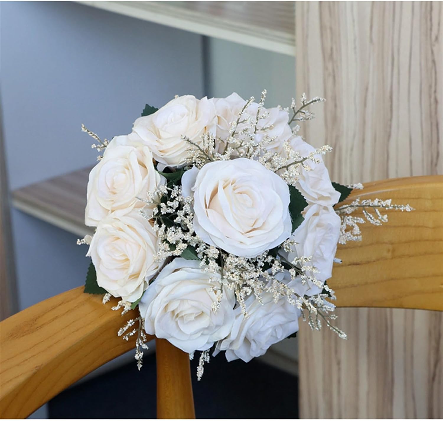 7.8インチ ブライダル ウェディング ブーケ 本物の花のブーケ、花嫁や花嫁介添人用のウェディング ブーケ ウェディング ホーム パ