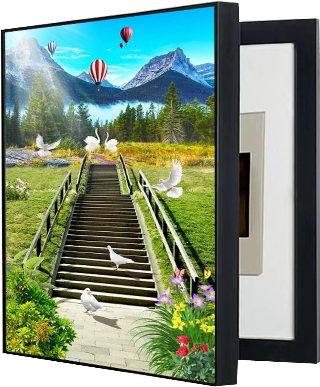 Cubierta de panel eléctrico, cubierta de caja de disyuntores, armario de caja de fusibles montado en la pared, pintura decorativa con medidor oculto, tamaño 50 x 70 cm