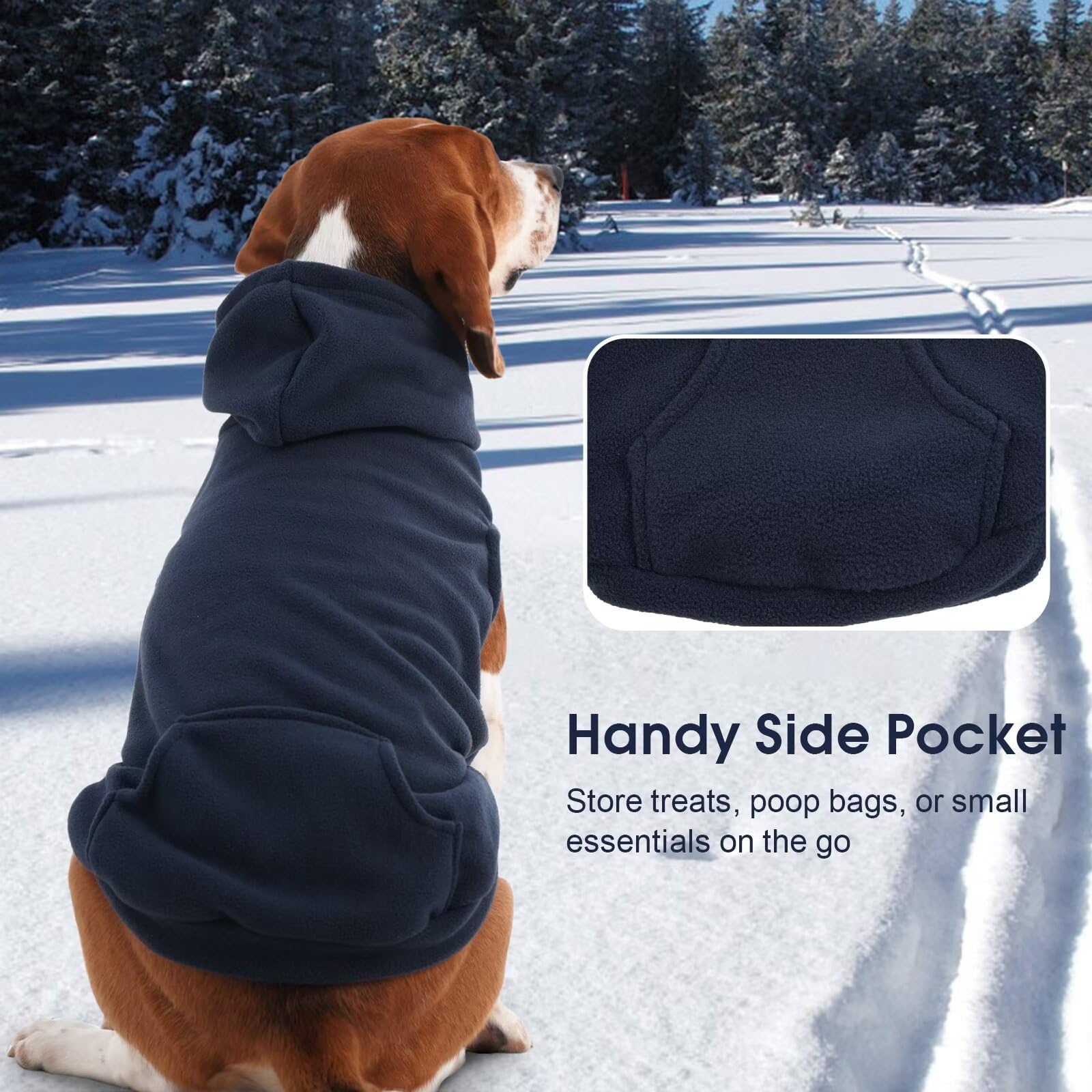 IECOii Sweat à capuche pour chien de grande taille, pull en polaire chaude pour animal de compagnie avec trou pour laisse, manteau confortable pour l'automne et l'hiver pour chien de grande taille