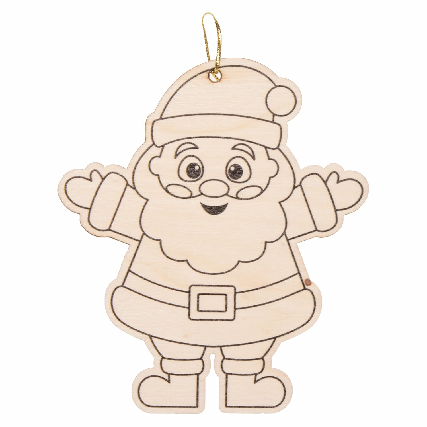 Baker Ross FC189 Christmas Wooden Decorations - Pack of 12, Wood Crafts for Kids, Christmas Ornaments to Color in and Decorate