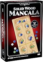 Vista 3 de Pressman Clásicos premium: tablero plegable de madera maciza de Mancala 48 piedras multicolor 2 jugadores, a partir de 6 años