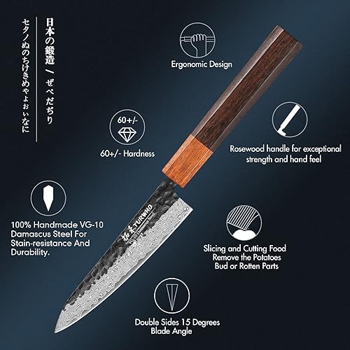 Miniatura 6 de Cuchillo de chef hecho a mano japonés de 8 pulgadas, 67 capas, cuchillos de cocina de acero de Damasco forjados a mano