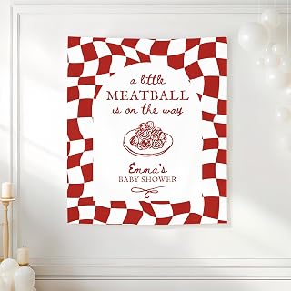 A Little Meatball is On The Way Backdrop, Thats Amore Spaghetti Baby Shower Banner, Special Delivery Pizza Theme Decorations, Custom Italian Baby Shower Wall Tapestry