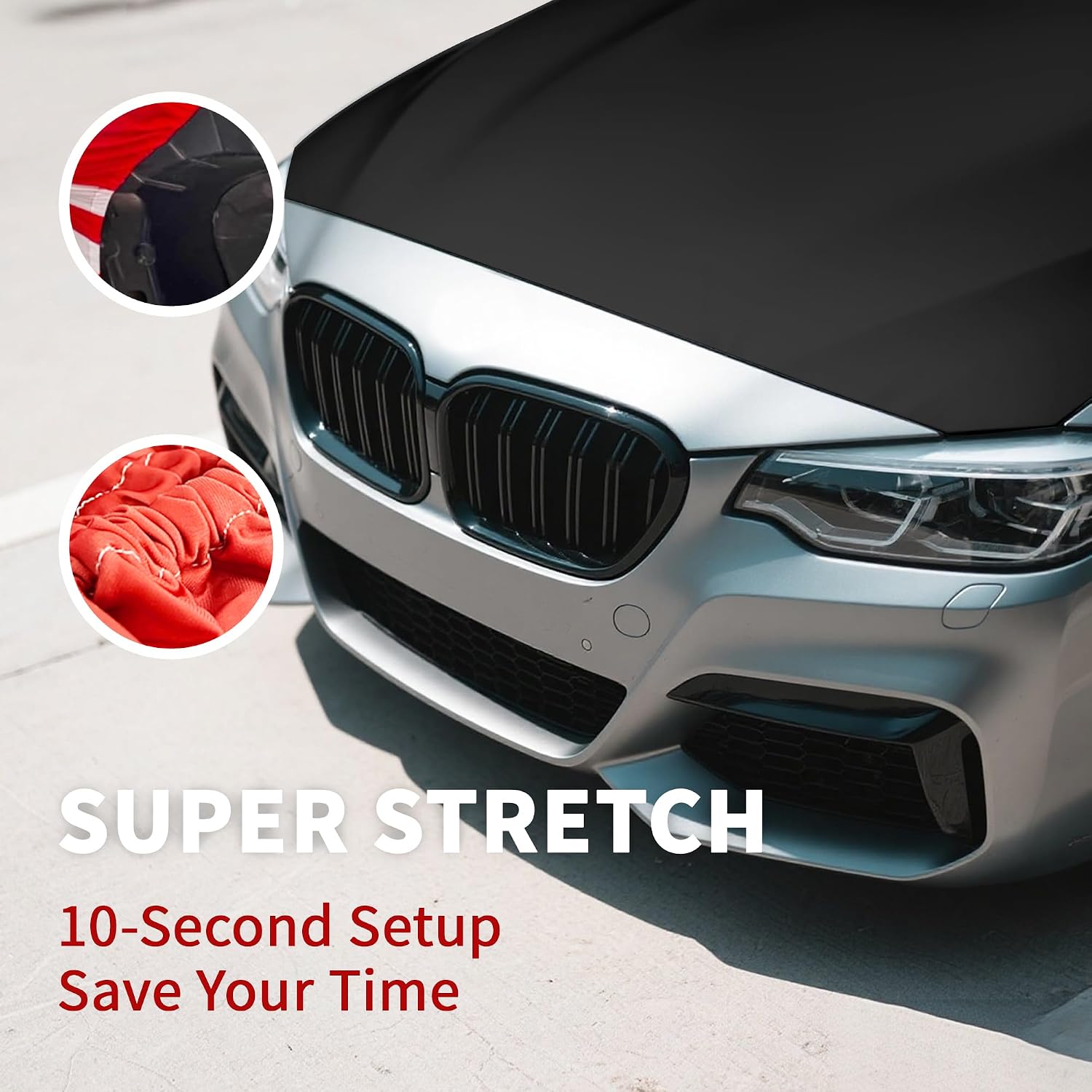 Black Car Hood Cover, Universal Fit for Car, SUV, or Van | 4X5 Ft Polyester Elastic Fabrics