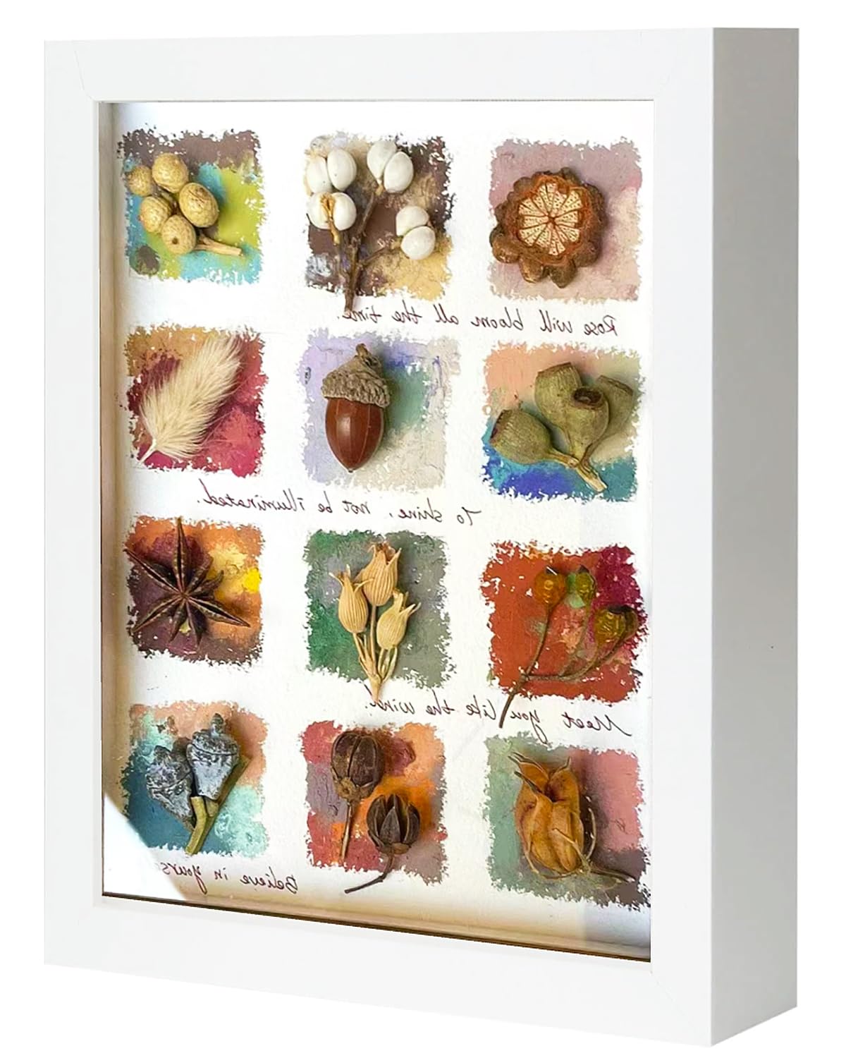 Marco de fotos 3D para rellenar, 20 x 29 cm, marco de madera de hasta 3 cm, para regalo de boda o flores, obras de arte DIY (blanco, 20 cm x 29 cm)