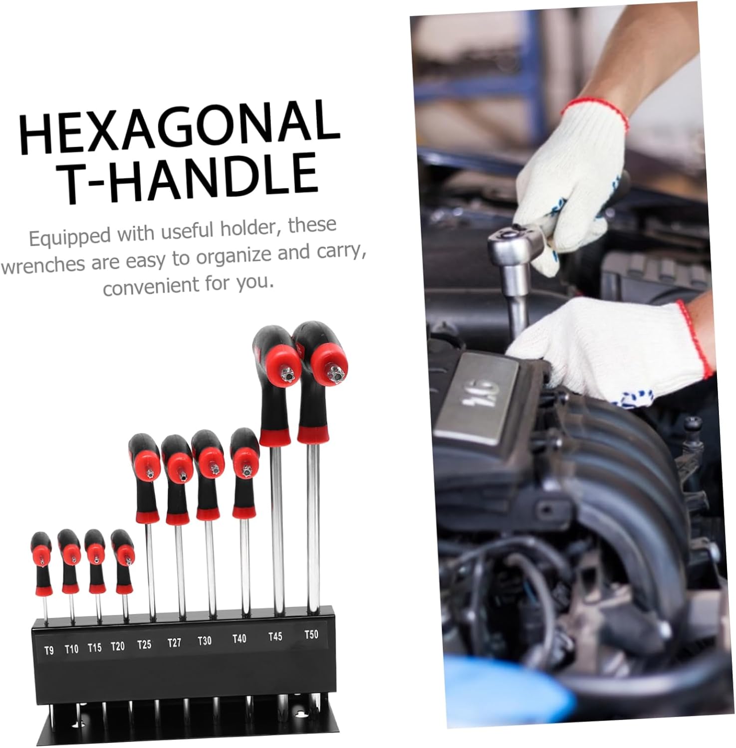 10pcs Handle Hexagonal Wrench Set with Bracket Multi Tools for Home Automotive and Workshop Use Resistant Finish High Hardness and Versatile