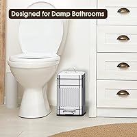 Vista 6 de CEROELDA Small Trash Can with Lid-5L/1.3 Gal,Outdoor Dog Poop Garbage Can-Farmhouse Retro Metal Waste Bin w/Step Pedal for Bathroom Bedroom 2-Acero