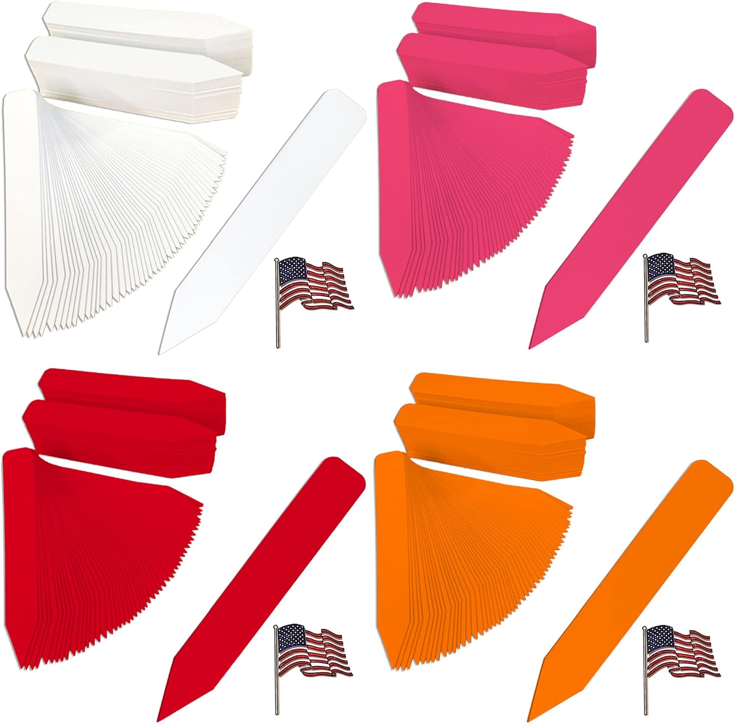 4" x 5/8" Assorted Premium Pot Stakes - 1,000 Pcs - Plastic Plant Tags and Labels - Nursery Garden Tree Labels Waterproof Writeable | Made in The USA |