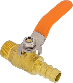 3/8" BSP Male to 12mm Barbed Fitting Brass Inline Ball Valve with Lever Handle - Flow Control Durable Shut Off Valve for Low Pressure Water Air Gas Fuel Line Tap Irrigation Applications